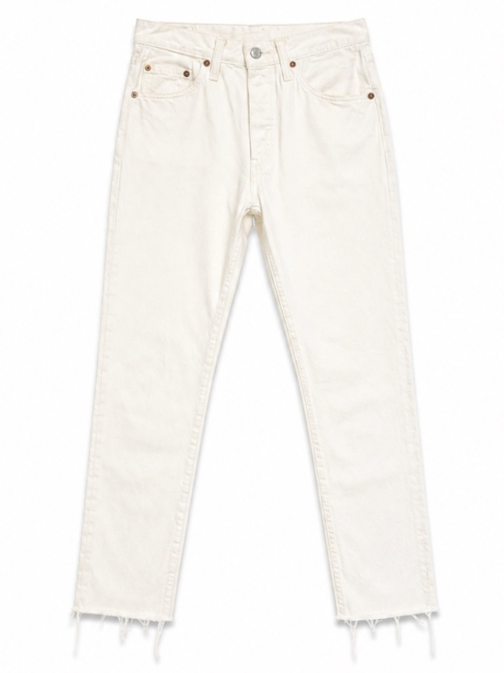 Levi’s Premium 501 White Straight-Leg Jeans Raw Hem – 24x30 EUC